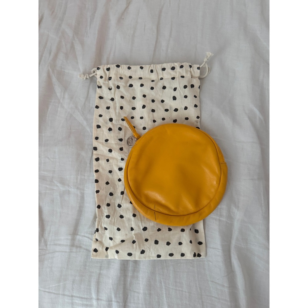 Clare V. Yellow Leather Cirlce Pouch Bag Belt Loop with Dust Bag